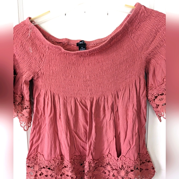 Rue 21 Women's Off Shoulder Shirred Blouses - Picture 9 of 16